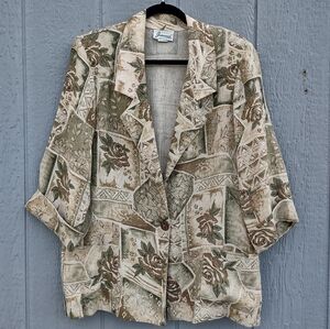 Vintage Joanna Floral Flax Blend Blazer Size‎ 18W